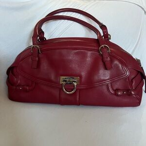 Vintage Salvatore Ferragamo Red Leather Shoulder Bag